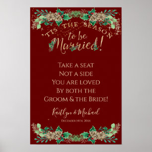 Póster Navidades Boda Red Gold Foliage Seiss no Side