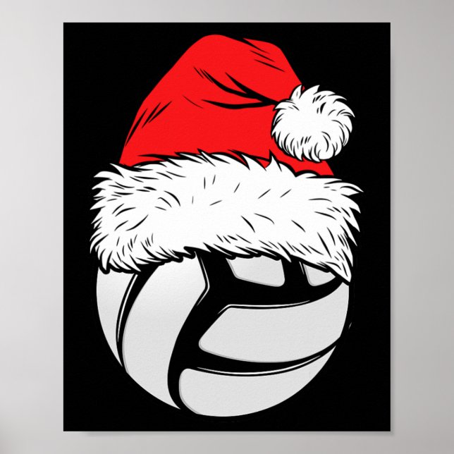 Póster Navidades Bolas de voleibol Santa Hat navidad (Frente)