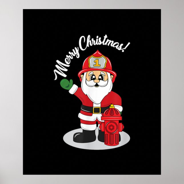 Póster Navidades Bombero Santa Winter (Frente)
