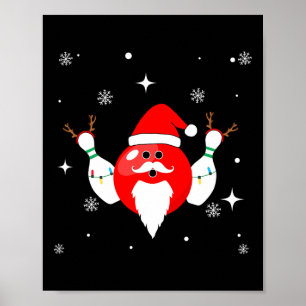 Póster Navidades botando al equipo de boliche de Santa Cl