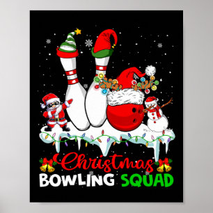 Póster Navidades Bowling Squad Dabbing Santa Elf Bowling