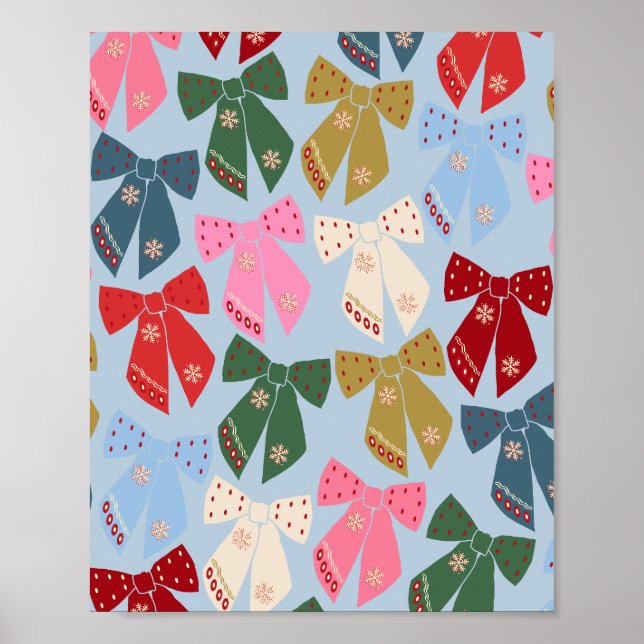 Póster Navidades Bows Coquette Blue (Frente)