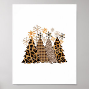 Póster navidades búfalo plagan árboles de navidad leopard