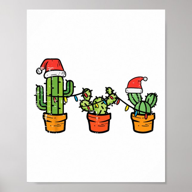 Póster Navidades Cactus Cute Suculentas Xmas De Plantas H (Frente)