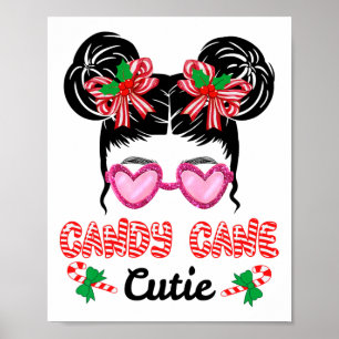 Póster Navidades Candy Cane Cutie Messy Bun Chicas Kids X