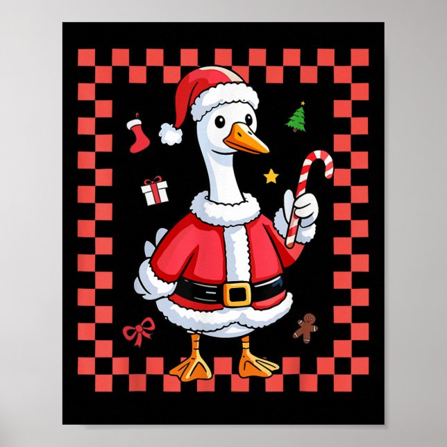 Póster Navidades Candy Cane Goose Navidades Santa Xmas (Frente)