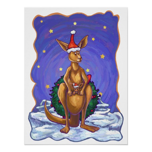 Póster Navidades canguro Starry Night (Anverso)