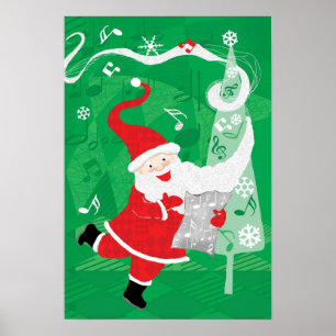 Póster Navidades, cantando y bailando Santa Claus