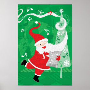 Póster Navidades, cantando y bailando Santa Claus