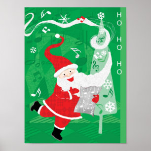 Póster Navidades, cantando y bailando Santa Claus