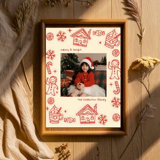 Póster Navidades caprichosos de la mano roja de la foto