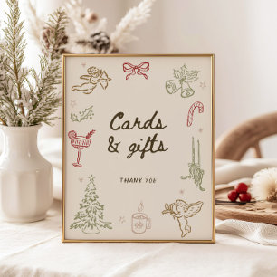 Póster Navidades caprichosos tarjetas de ducha de novia y