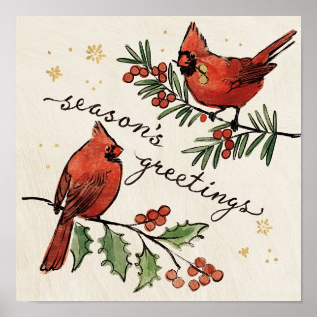 Póster Navidades Cardenal Lovebirds (Frente)
