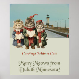 Póster Navidades cargando gatos Duluth Minnesota