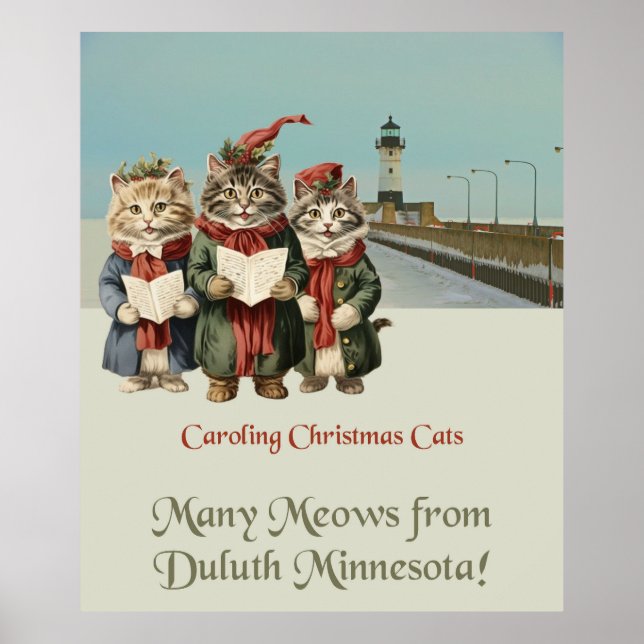 Póster Navidades cargando gatos Duluth Minnesota (Frente)