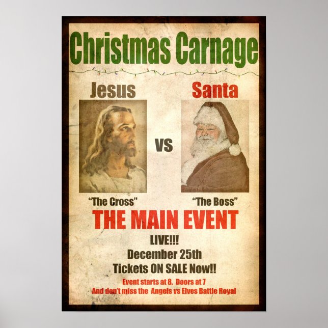 Póster Navidades Carnican Jesús vs Santa (Frente)