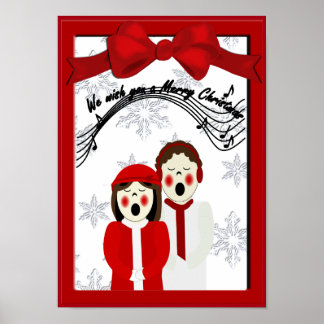 Póster Navidades Caroler Pareja Feliz Poster de Navidad
