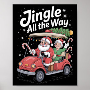 Póster Navidades Carro de Golf Desfile Santa y la Sra. St