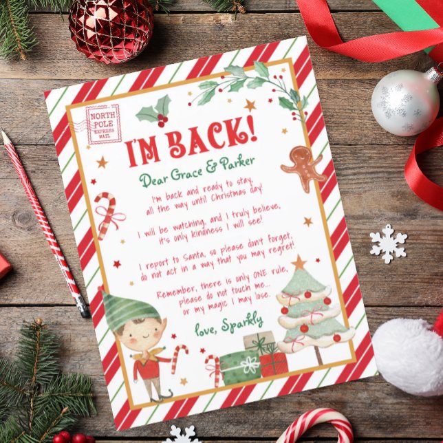 Póster Navidades Carta personalizada Elf (Christmas elf welcome letter)