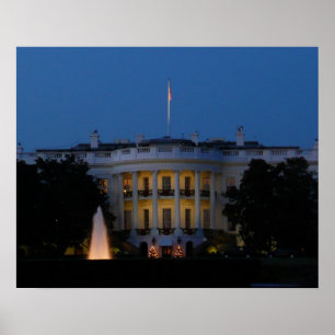 Póster Navidades Casa Blanca de noche en Washington DC