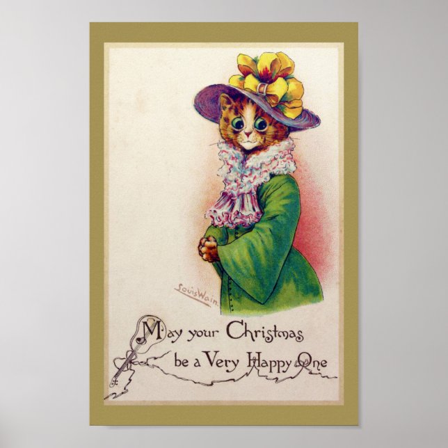 Póster Navidades Cat Lady, Louis Wain (Frente)