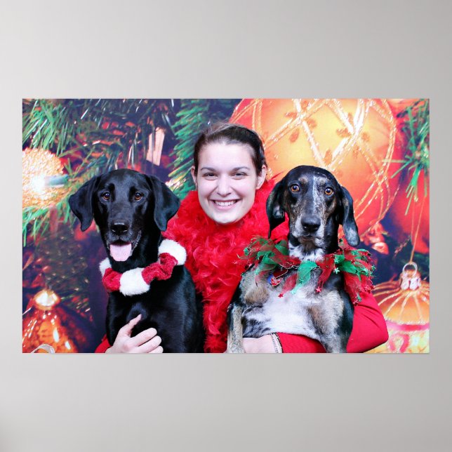 Póster Navidades - Catahoula Brita y Labrador Cooper (Frente)