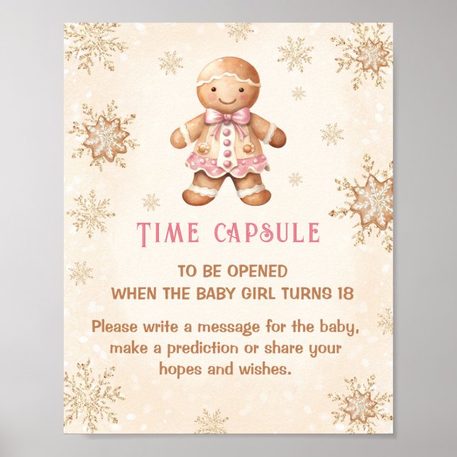 Póster Navidades Chica Baby Shower Juego Tiempo de la cáp (Frente)