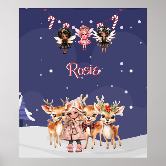 Póster Navidades Chica reno Candy Cane Fairies (Frente)