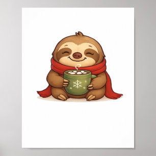 Póster Navidades cómodos eslogan con chocolate caliente -