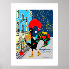 Póster Navidades comprando con el Rooster Portugués