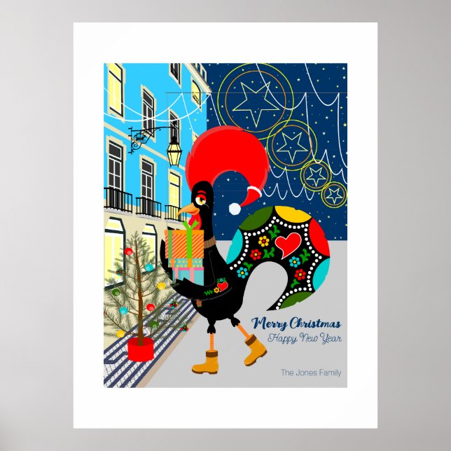 Póster Navidades comprando con el Rooster Portugués (Frente)