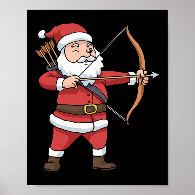 Póster Navidades con arcos con flecha a punto de cazar Sa (Frente)