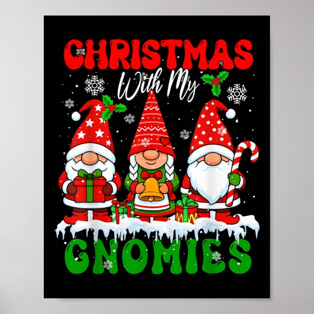 Póster Navidades Con Mis Gnomies Xmas Tres Santa Gnomes (Frente)