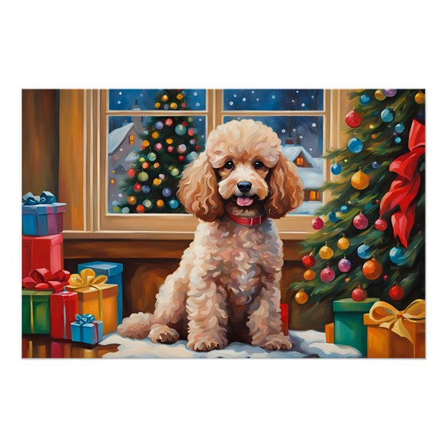 Póster Navidades con regalos y árbol de Navidad (Anverso)