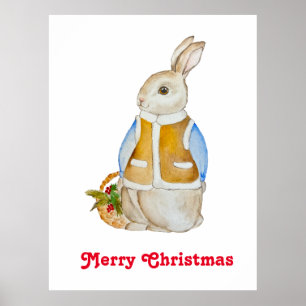 Póster Navidades con una canasta con bran de abeto