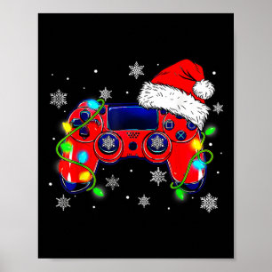 Póster Navidades Controlador de videojuegos Santa Hat Gam