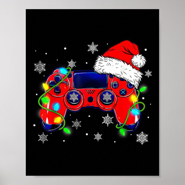 Póster Navidades Controlador de videojuegos Santa Hat Gam (Frente)