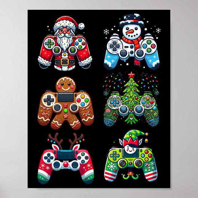 Póster Navidades Controladores de juegos Santa Elf Navida (Frente)