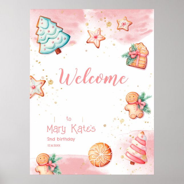 Póster Navidades Cookie Dos Dulces Fiestas de Cumpleaños (Frente)