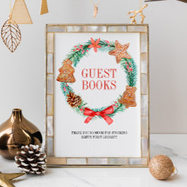 Póster Navidades Cookie Wreath Baby Shower Guest Books