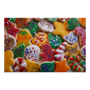 Póster Navidades Cookies En Coloridas Vacaciones