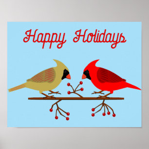 Póster Navidades cortos cardenales y Personalizado de las