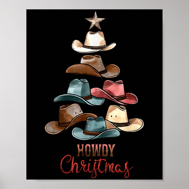 Póster Navidades Cowboy Gorra Western Country Xmas Ha (Frente)