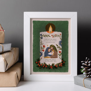 Póster Navidades cristianos de la velas rusticas de la Na