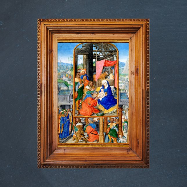Póster Navidades cristianos medievales Natividad Tres Rey (Religious Christian Catholic Chritmas Nativity Scene / Three Kings Day & Epiphany Feast Poster Zoom)