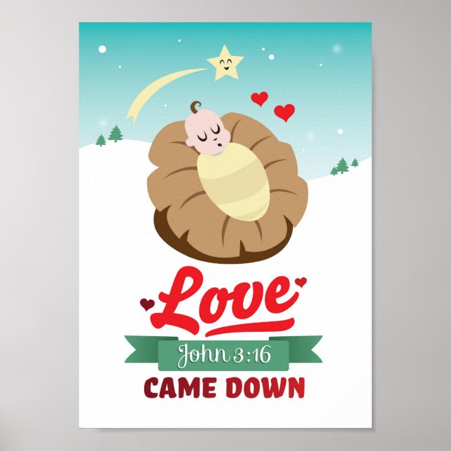 Póster Navidades cristianos Poster Niño Jesús Juan 3:16 (Frente)