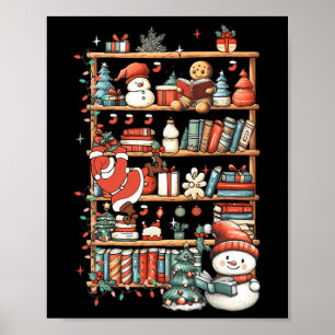 Póster Navidades Cuidados Librería Santa Reading Books Gi