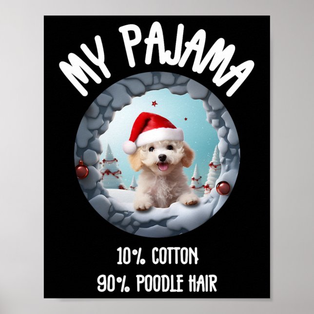 Póster Navidades Cuidados Poodle - Gracioso Diseño De Per (Frente)