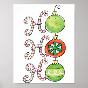 Póster Navidades Cute Ho Ho Ho Ho Ho, Canes Candy Ornamen