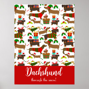 Póster Navidades Dachshund Funny Holiday